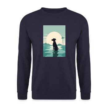 dog by the water - Unisex Sweatshirt - navy - Front - Alina (178cm) & Michal (187cm)