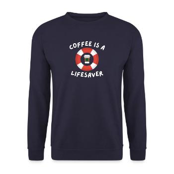 Coffee is a Lifesaver - Unisex Pullover - Navy - Vorne - Alina (178cm) & Michal (187cm)