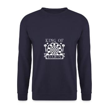 Dart König Geschenk - Unisex Pullover - Navy - Vorne - Alina (178cm) & Michal (187cm)