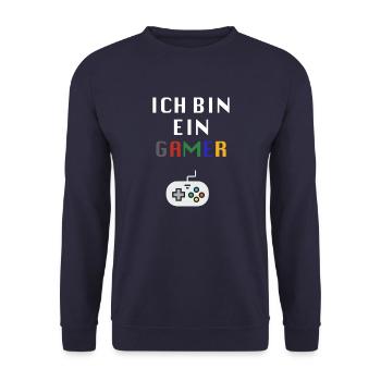 Ich bin ein Gamer - Unisex Pullover - Navy - Vorne - Alina (178cm) & Michal (187cm)