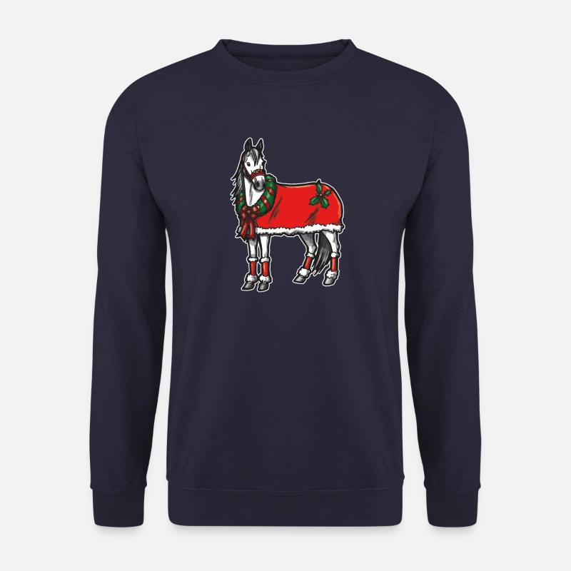 weihnachten pferd x-mas geschenk kranz schleife - Unisex Pullover - Navy