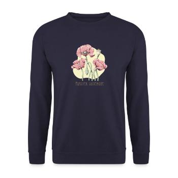 Dessin botanique de sable de coquelicot - Sweat-shirt Unisexe - marine - Devant - Alina (178cm) & Michal (187cm)