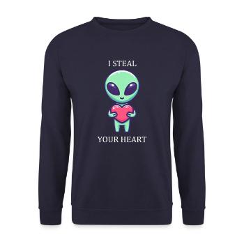 Amour extraterrestre - Les cœurs de la Saint-Valentin dans l’espace - Sweat-shirt Unisexe - marine - Devant - Alina (178cm) & Michal (187cm)