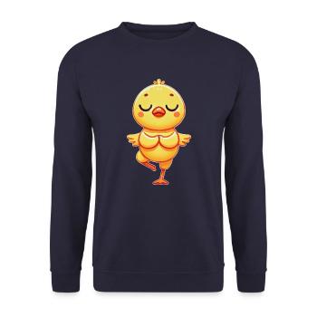 Meditating Duck Yoga Autogenic Training Strength - Unisex Sweatshirt - navy - Front - Alina (178cm) & Michal (187cm)