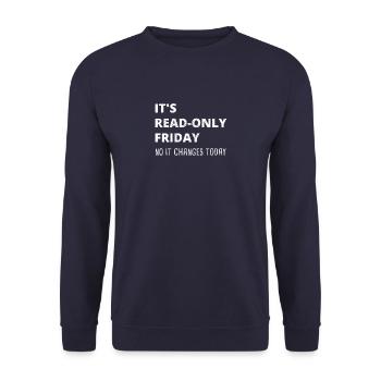 Read-Only Friday IT Administrator Admin Gift - Unisex Sweatshirt - navy - Front - Alina (178cm) & Michal (187cm)