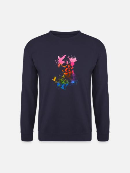 tauben,taube,vögel,vogelschwarm,bunt,graffiti, - Unisex Pullover - Navy