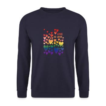 love is love,LGBT,Rainbow,Heart, Graffiti, Love, - Unisex Sweatshirt - navy - Front - Alina (178cm) & Michal (187cm)