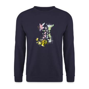 pigeons, sourds, oiseaux, troupeaux d’oiseaux, graffitis, pastel - Sweat-shirt Unisexe - marine - Devant - Alina (178cm) & Michal (187cm)