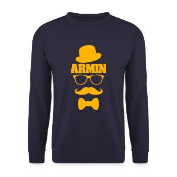 Hipster mustache Schnauzer melon Armin - Unisex Sweatshirt - navy - Front - Alina (178cm) & Michal (187cm)