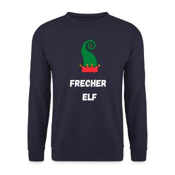 Frecher Elf Weihnachten T-Shirt - Unisex Pullover - Navy - Vorne - Alina (178cm) & Michal (187cm)