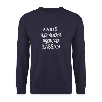 Paris-London-Tokyo-Lassan Weltstädte ;-) - Unisex Pullover - Navy - Vorne - Alina (178cm) & Michal (187cm)