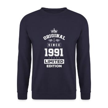 1991 limited edition Geburtstag - Unisex Pullover - Navy - Vorne - Alina (178cm) & Michal (187cm)