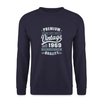 Geburtstag 1969 (MA19) - Unisex Pullover - Navy - Vorne - Alina (178cm) & Michal (187cm)