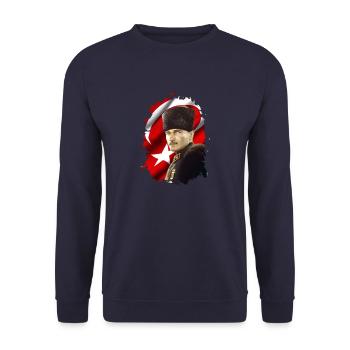 Mustafa Kemal Atatürk - Sweat-shirt Unisexe - marine - Devant - Alina (178cm) & Michal (187cm)