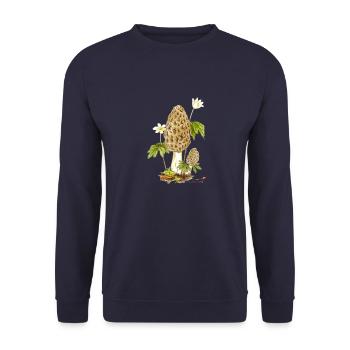 Morel and wood anemone - Unisex Sweatshirt - navy - Front - Alina (178cm) & Michal (187cm)