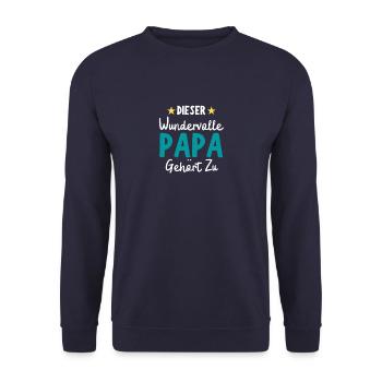 Dieser Wundervolle Papa Gehört zu - Unisex Pullover - Navy - Vorne - Alina (178cm) & Michal (187cm)