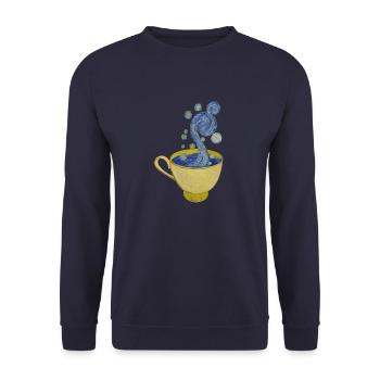 Café étoilé, Nuit étoilée - Vincent - Sweat-shirt Unisexe - marine - Devant - Alina (178cm) & Michal (187cm)
