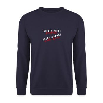 Ich bin nicht perfekt weiß - Unisex Pullover - Navy - Vorne - Alina (178cm) & Michal (187cm)