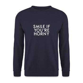 SOURIEZ SI VOUS ÊTES EXCITÉ - Sweat-shirt Unisexe - marine - Devant - Alina (178cm) & Michal (187cm)