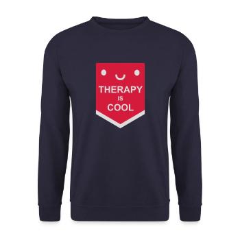 therapy is cool Quote - Unisex Sweatshirt - navy - Front - Alina (178cm) & Michal (187cm)