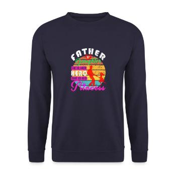VATER UND TOCHTER HELD UND PRINZESSIN 9 - Unisex Pullover - Navy - Vorne - Alina (178cm) & Michal (187cm)
