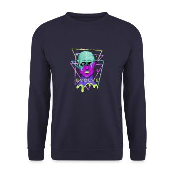 Entwickle Galaxie Alien - Unisex Pullover - Navy - Vorne - Alina (178cm) & Michal (187cm)