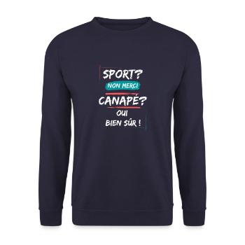 Sport? non merci, canapé? oui bien sur! - Sweat-shirt Unisexe - marine - Devant - Alina (178cm) & Michal (187cm)