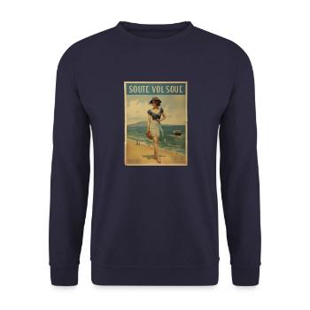 Vintage Seaside Adventure - Retro Commercial - Unisex Sweatshirt - navy - Front - Alina (178cm) & Michal (187cm)