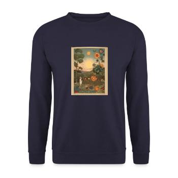 Illustration vintage de la nature et des gens - Sweat-shirt Unisexe - marine - Devant - Alina (178cm) & Michal (187cm)
