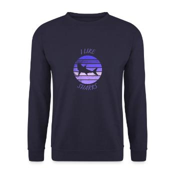 I like sharks - Unisex Pullover - Navy - Vorne - Alina (178cm) & Michal (187cm)