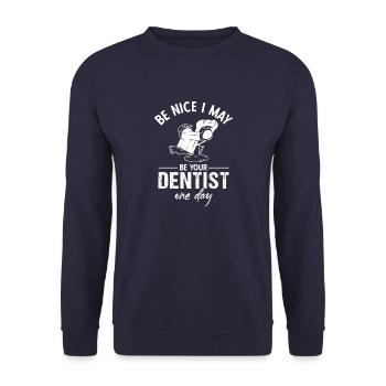 Zahnarzt Zahnmedizin Vintage Zahnheilkunde Spruch - Unisex Pullover - Navy - Vorne - Alina (178cm) & Michal (187cm)