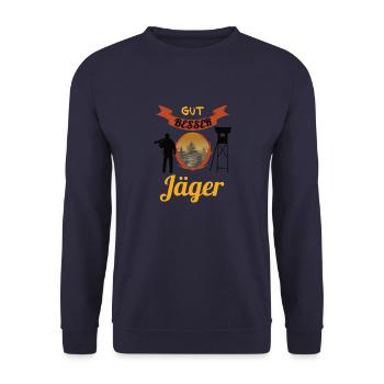 Gut - Besser - Jäger (am besten/bester) - Unisex Pullover - Navy - Vorne - Alina (178cm) & Michal (187cm)