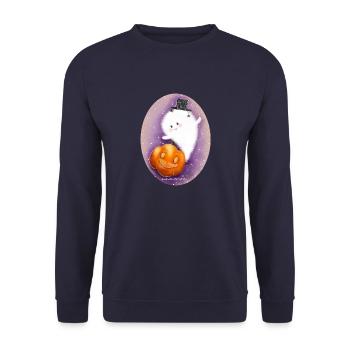 Happy Hallooween - Unisex Sweatshirt - navy - Front - Alina (178cm) & Michal (187cm)