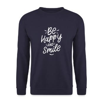 Be happy and smile - Sweat-shirt Unisexe - marine - Devant - Alina (178cm) & Michal (187cm)