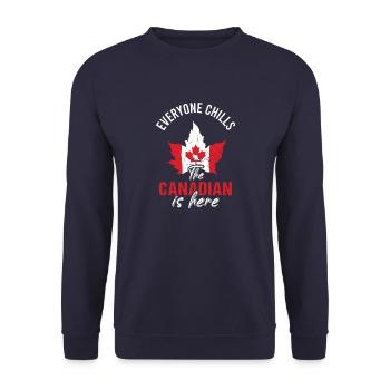 Kanada Canadian Ahornblatt Vintage Hockey Sprüche - Unisex Pullover - Navy - Vorne - Alina (178cm) & Michal (187cm)