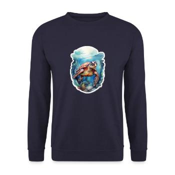 Sea's turtle under water - Unisex Sweatshirt - navy - Front - Alina (178cm) & Michal (187cm)