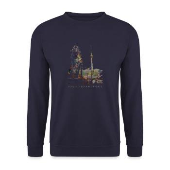 Berlin Alexanderplatz künstlerisches Design - Unisex Pullover - Navy - Vorne - Alina (178cm) & Michal (187cm)