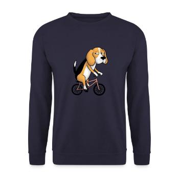 Drôle beagle chien sur le vélo fantaisiste drôle - Sweat-shirt Unisexe - marine - Devant - Alina (178cm) & Michal (187cm)