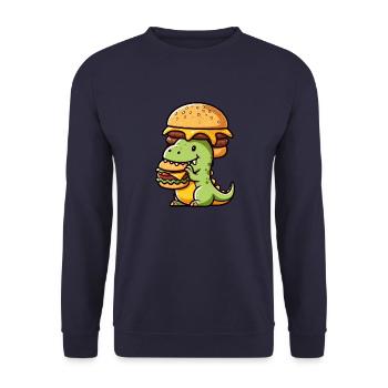 Bizarre Dino T-Rex Hamburger Fast Food - Unisex Sweatshirt - navy - Front - Alina (178cm) & Michal (187cm)