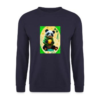 Charmanter Panda - Unisex Pullover - Navy - Vorne - Alina (178cm) & Michal (187cm)