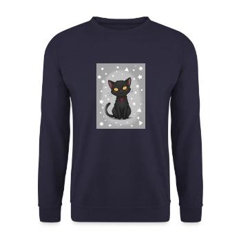 Niedliches Cartoon-Kätzchen - Unisex Pullover - Navy - Vorne - Alina (178cm) & Michal (187cm)