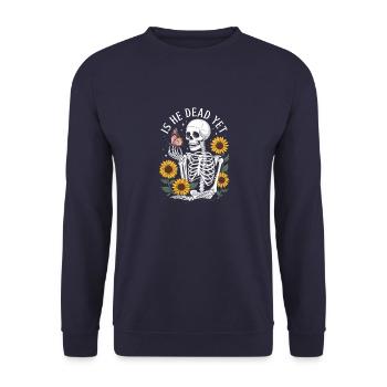 Skeleton & Butterfly: Alive? - Unisex Sweatshirt - navy - Front - Alina (178cm) & Michal (187cm)