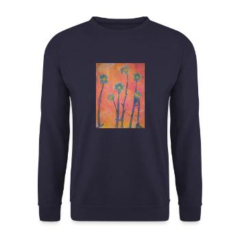 blumen kunstdruck pflanzen - Unisex Pullover - Navy - Vorne - Alina (178cm) & Michal (187cm)