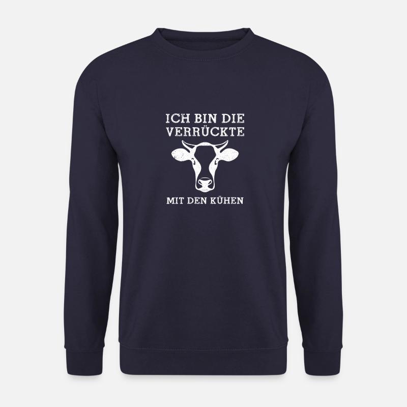 Ich Bin Die Verrückte Mit Den Kühen Kuhliebhaber - Unisex Pullover - Navy