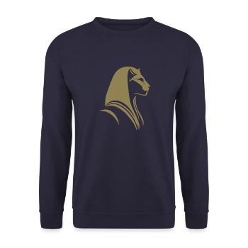Chat Egypte Pharaon Silhouette - Sweat-shirt Unisexe - marine - Devant - Alina (178cm) & Michal (187cm)