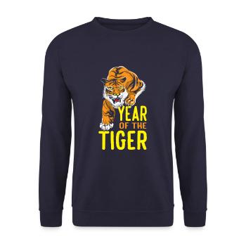 Chinese Year Of The Tiger - Unisex Sweatshirt - navy - Front - Alina (178cm) & Michal (187cm)