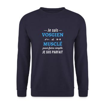 Je suis Vosgien et Musclé je suis parfait - Sweat-shirt Unisexe - marine - Devant - Alina (178cm) & Michal (187cm)