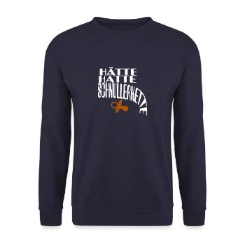 hätte hätte schnullerkette weiss - Unisex Pullover - Navy - Vorne - Alina (178cm) & Michal (187cm)