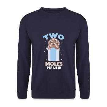 Funny Chemistry 2 Moles Per Liter - Unisex Pullover - Navy - Vorne - Alina (178cm) & Michal (187cm)