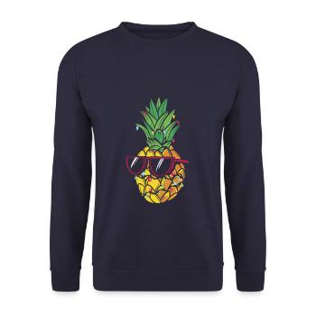 Pineapple Christmas Lights - Unisex Pullover - Navy - Vorne - Alina (178cm) & Michal (187cm)